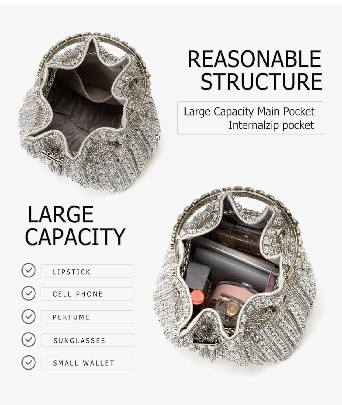 Sparkly Diamond Evening Clutch Purse (select a color)