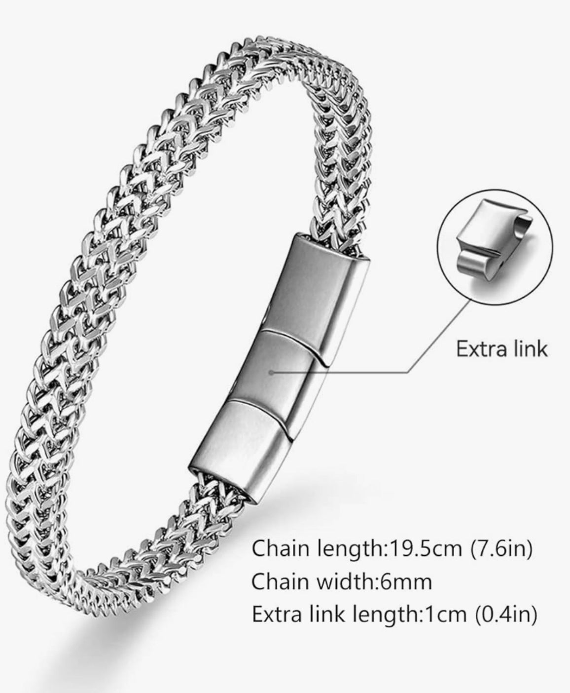 Franco Chain Magnetic Clasp Stainless Steel Bracelet