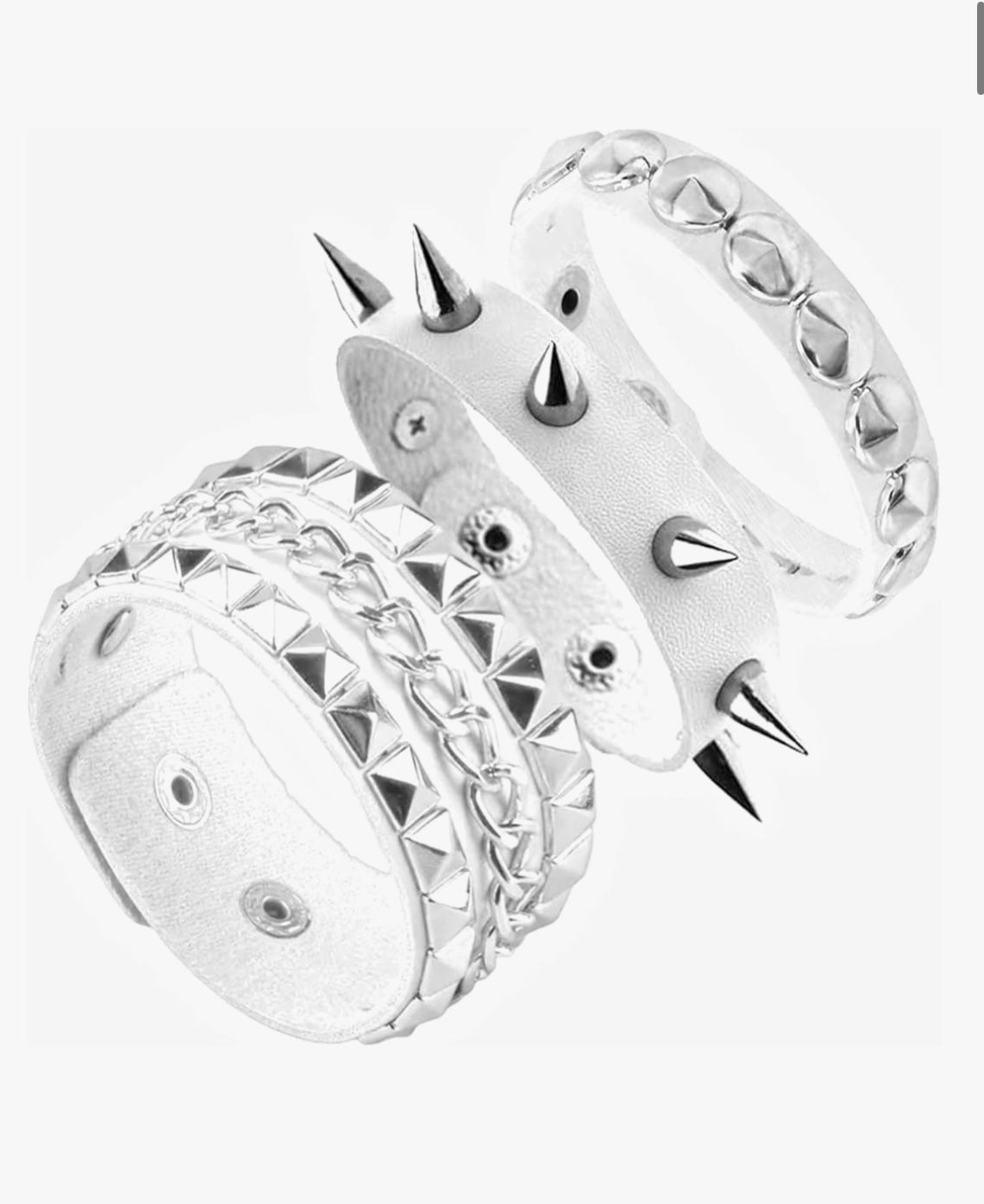 3PCS Studded Leather Bracelets Cuffs (select a color)