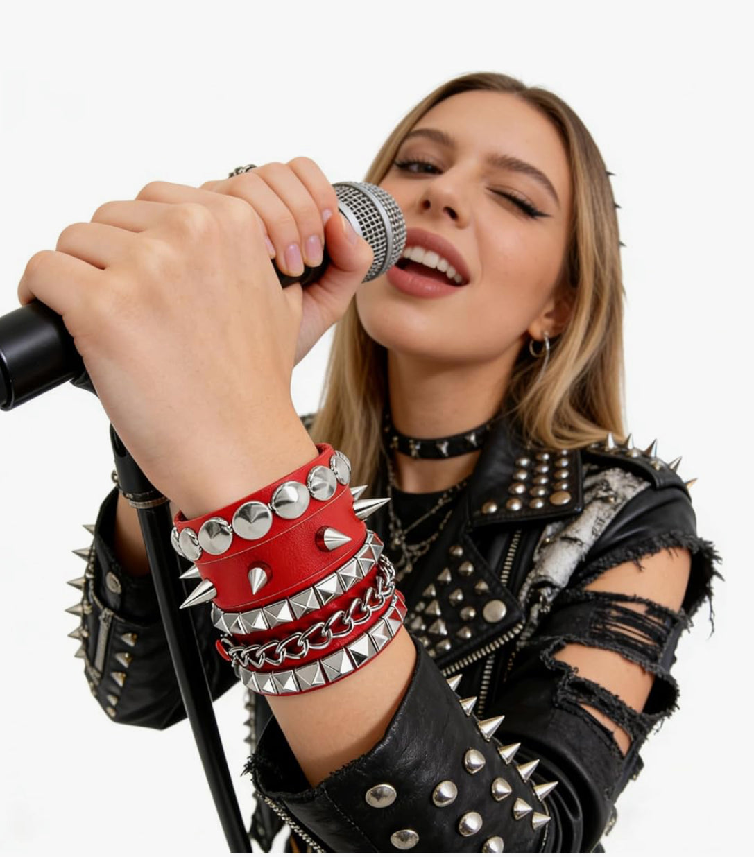 3PCS Studded Leather Bracelets Cuffs (select a color)