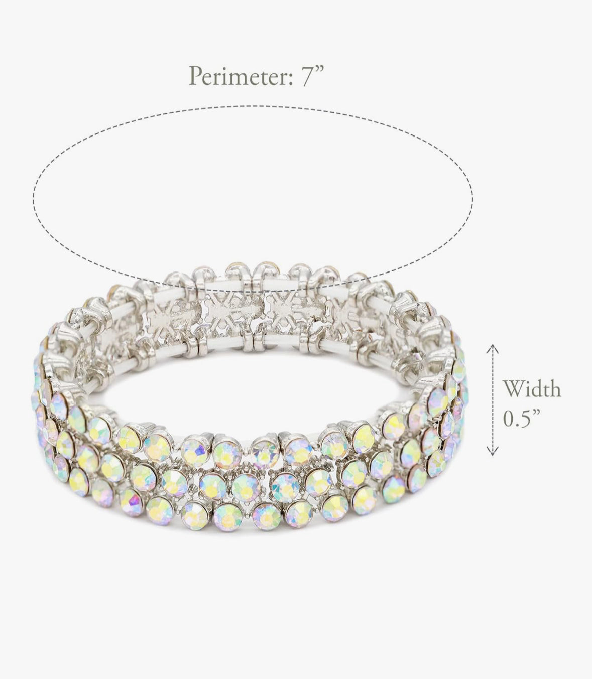 Rhinestones 3 Rows Elastic Stretch Bracelet (select a color)
