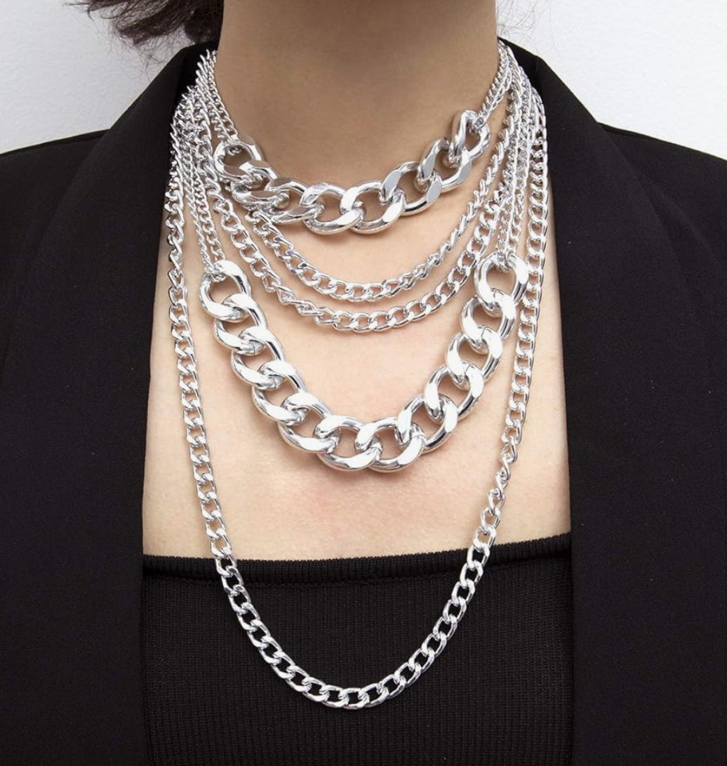 Multilayered Cuban Link Chain Necklace