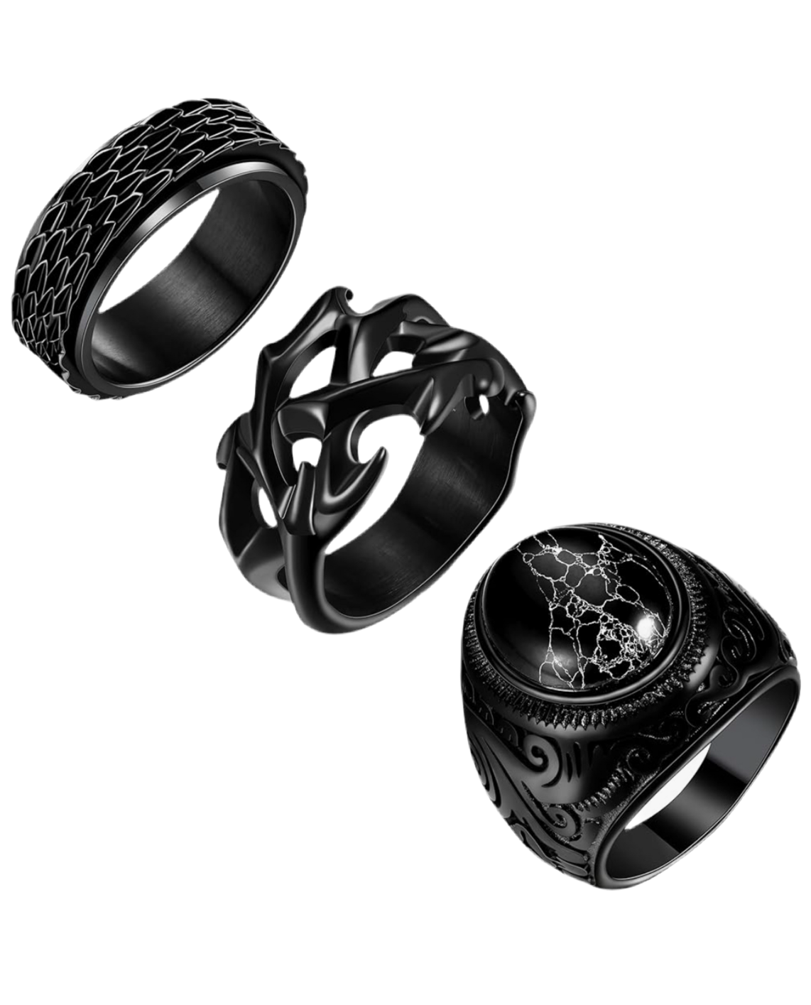 Punk Biker Rings Set 3 pcs (SELECT A SIZE)