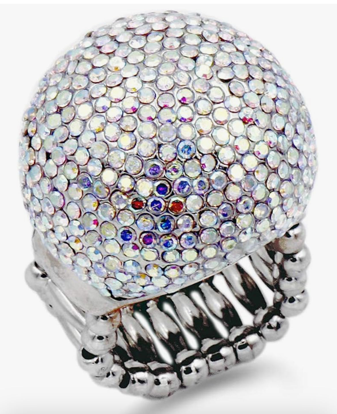 Snowball Rhinestone Cocktail Stretch Ring (one size fits most)