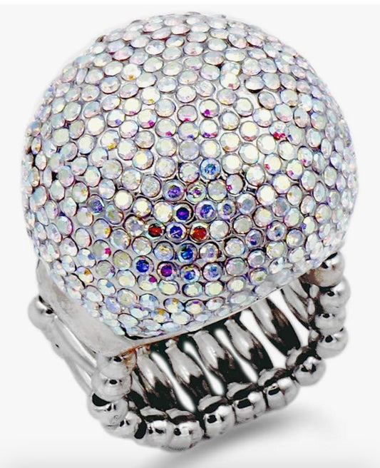 Snowball Rhinestone Cocktail Stretch Ring (one size fits most)