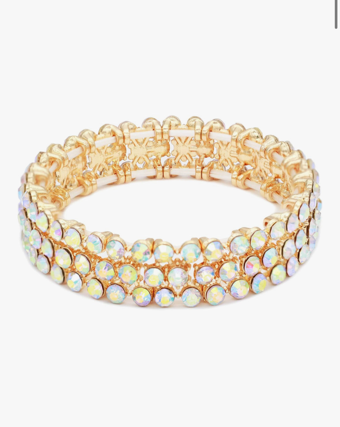 Rhinestones 3 Rows Elastic Stretch Bracelet (select a color)