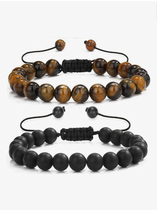 Beaded Bracelets Lava Rock Beads (2 Piece)