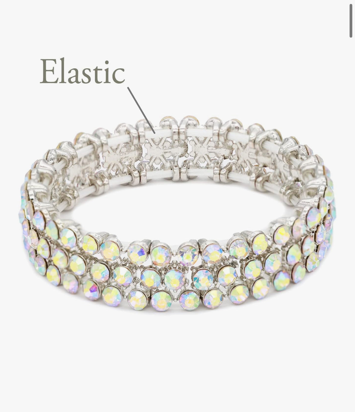 Rhinestones 3 Rows Elastic Stretch Bracelet (select a color)