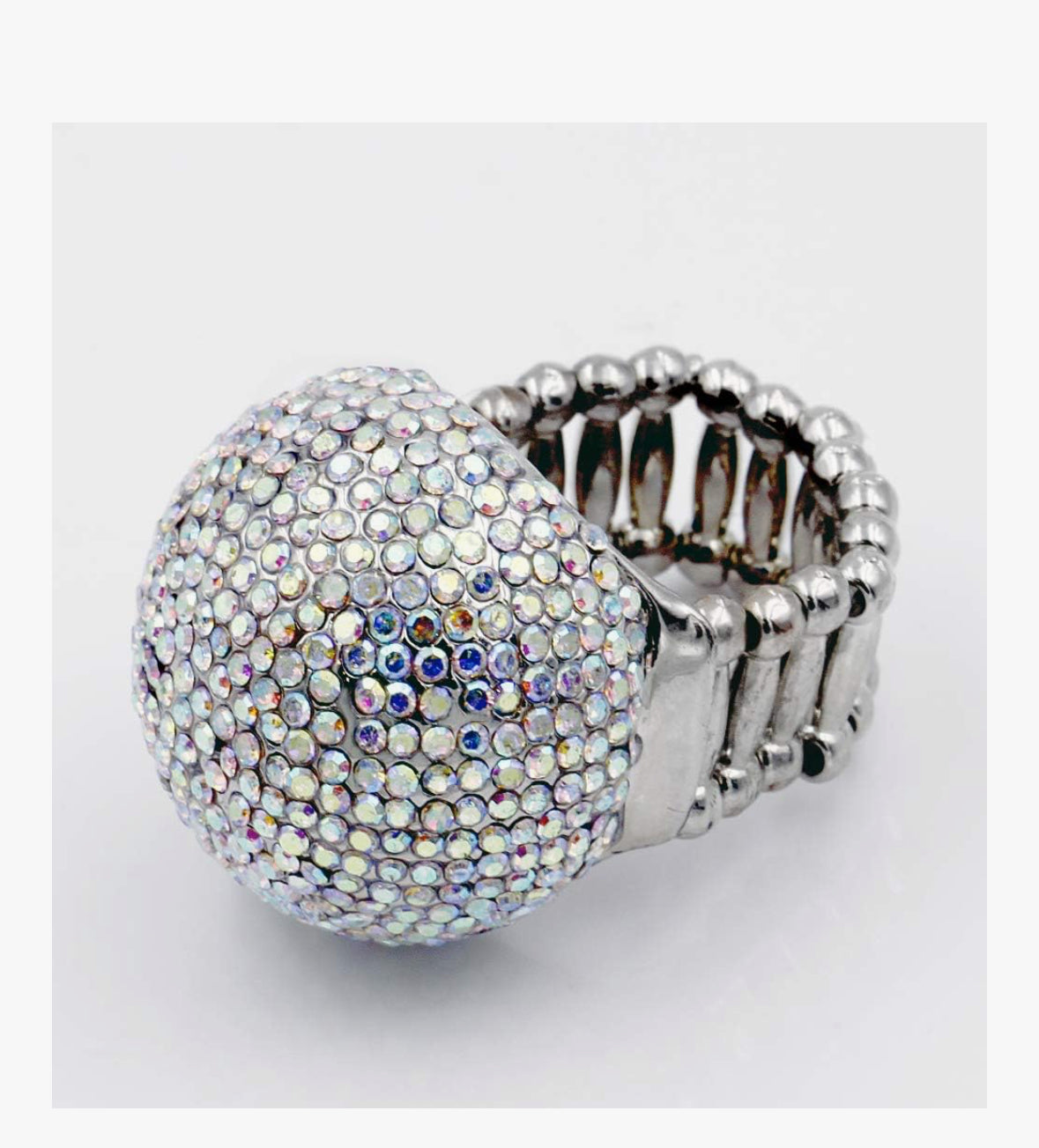 Snowball Rhinestone Cocktail Stretch Ring (one size fits most)