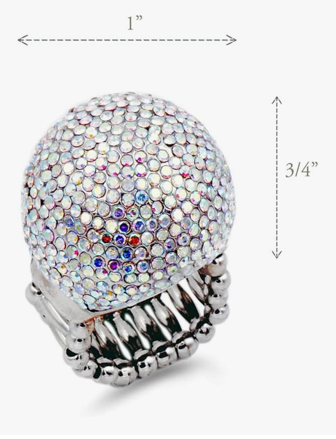 Snowball Rhinestone Cocktail Stretch Ring (one size fits most)