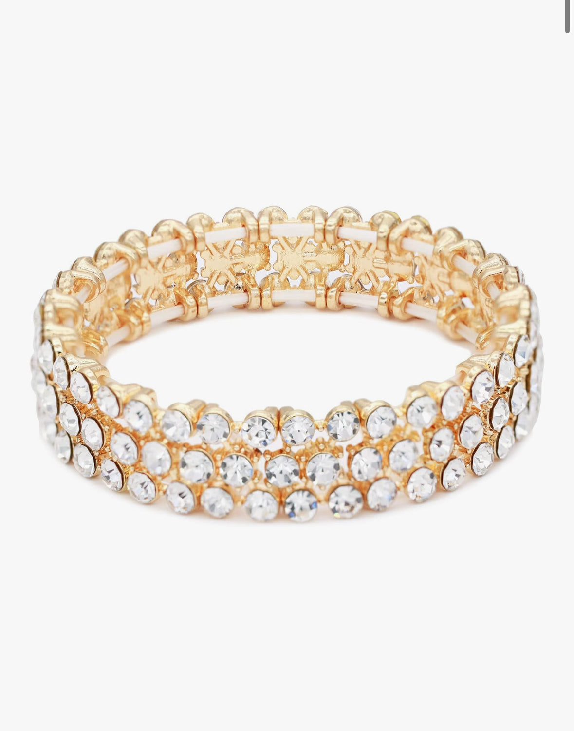Rhinestones 3 Rows Elastic Stretch Bracelet (select a color)