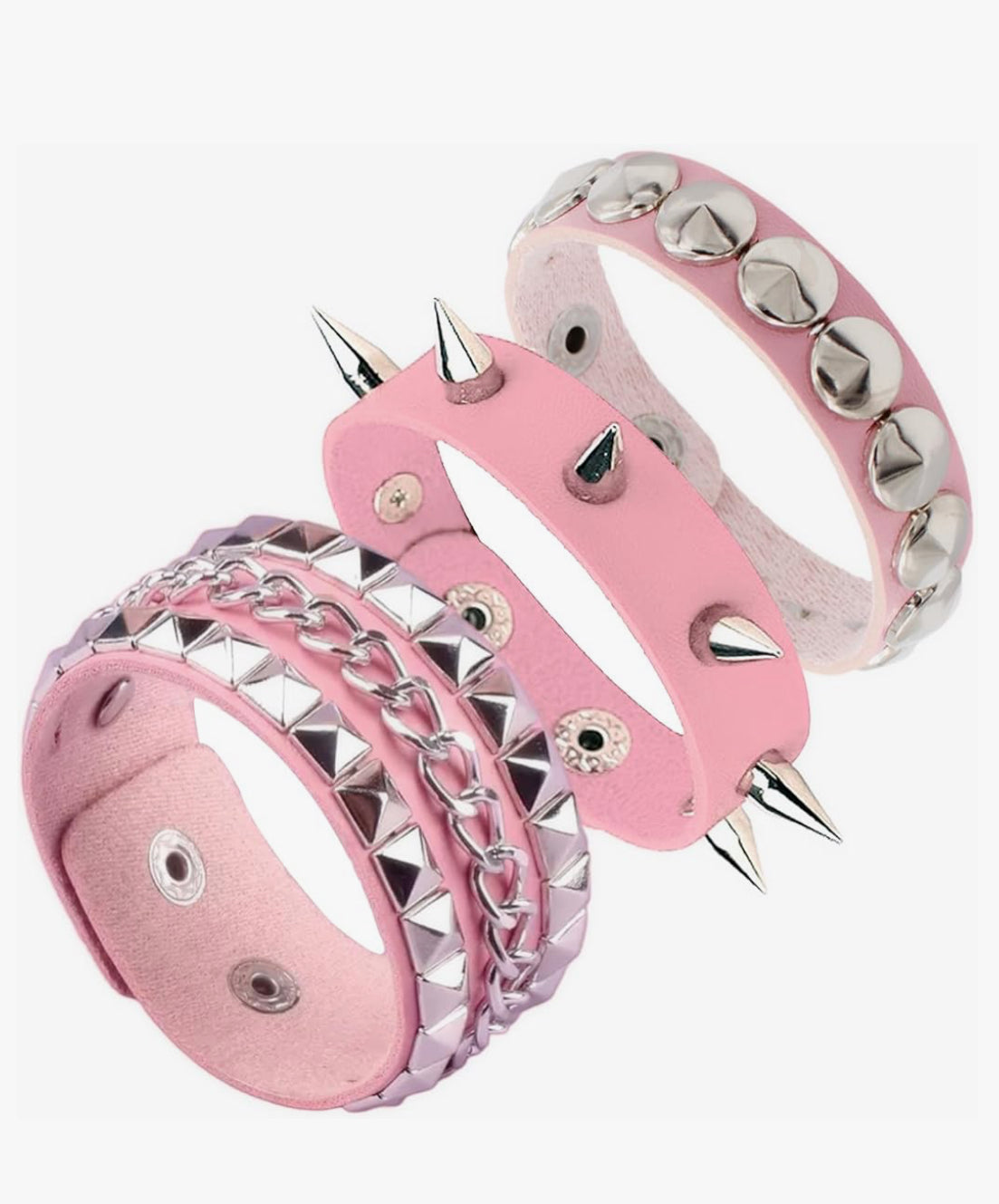 3PCS Studded Leather Bracelets Cuffs (select a color)