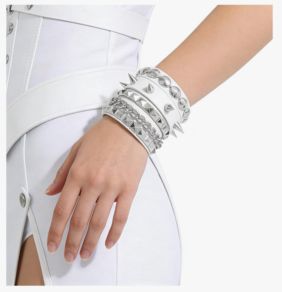 3PCS Studded Leather Bracelets Cuffs (select a color)