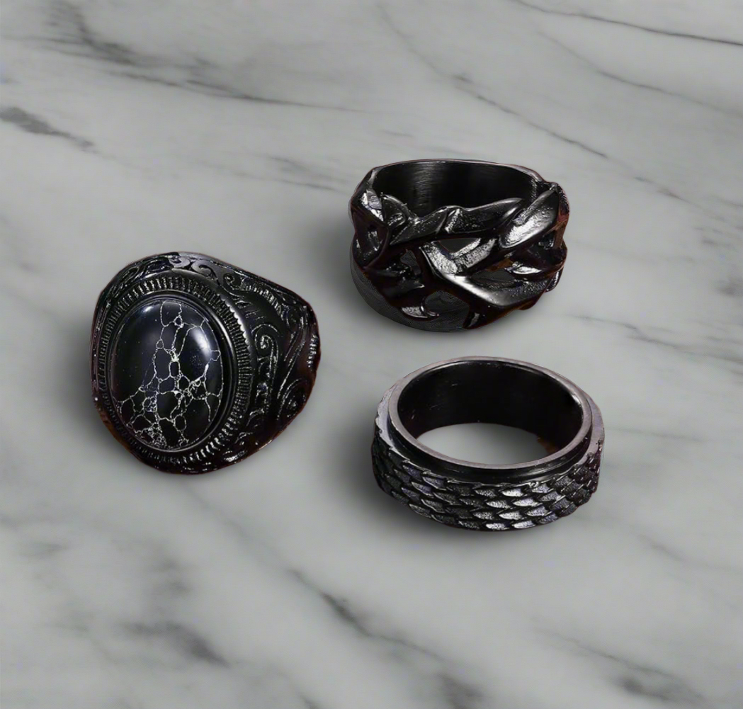 Punk Biker Rings Set 3 pcs (SELECT A SIZE)