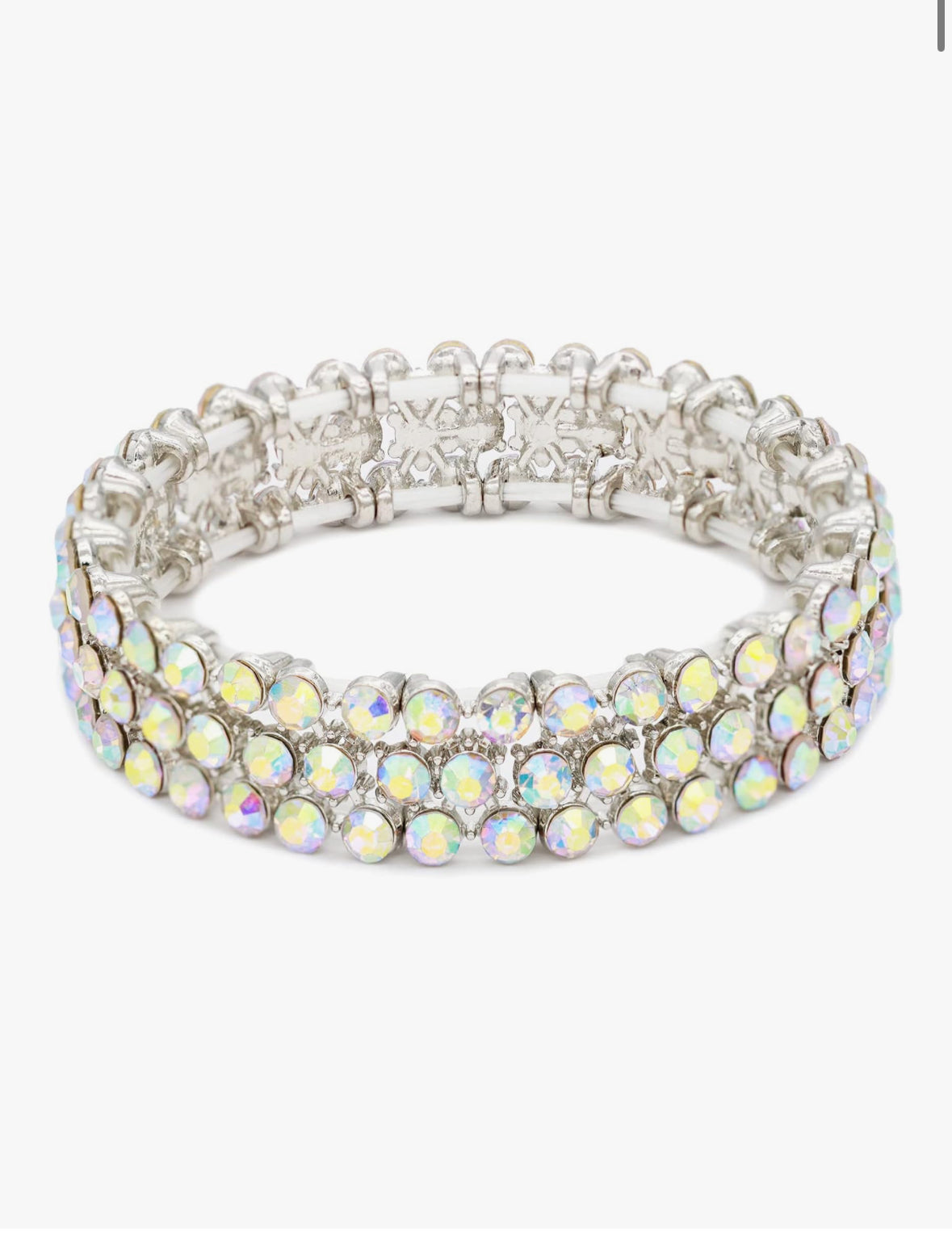Rhinestones 3 Rows Elastic Stretch Bracelet (select a color)