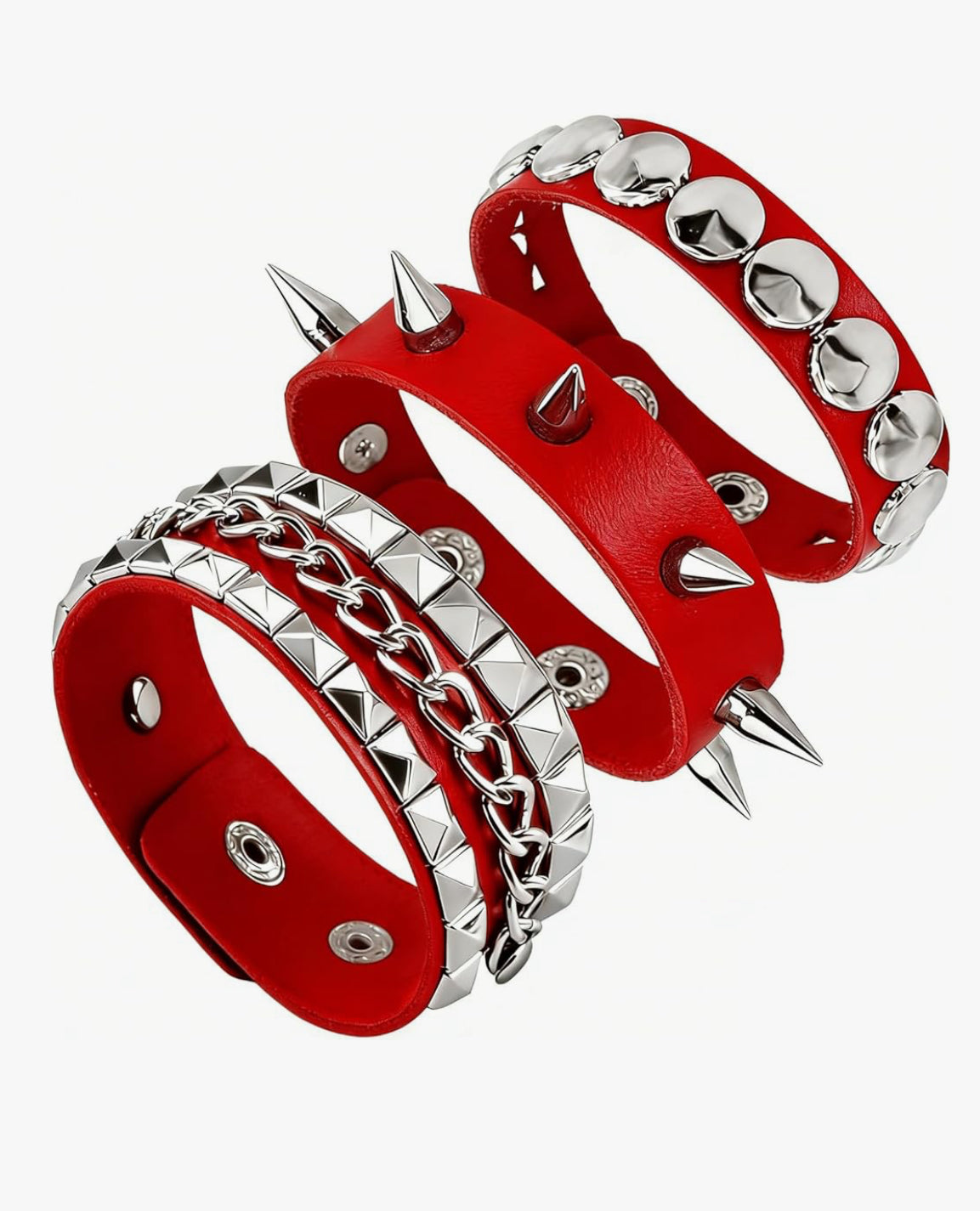3PCS Studded Leather Bracelets Cuffs (select a color)
