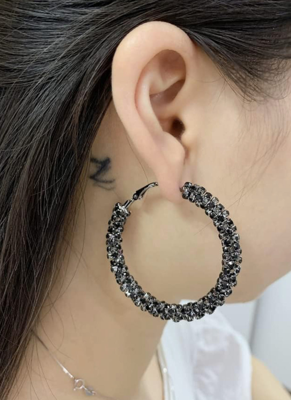 Rhinestone Wrapped Hoop Earrings