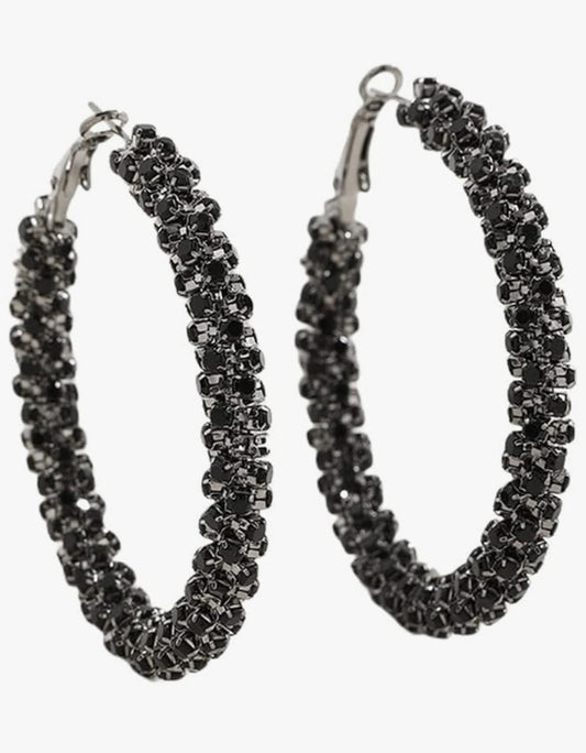 Rhinestone Wrapped Hoop Earrings