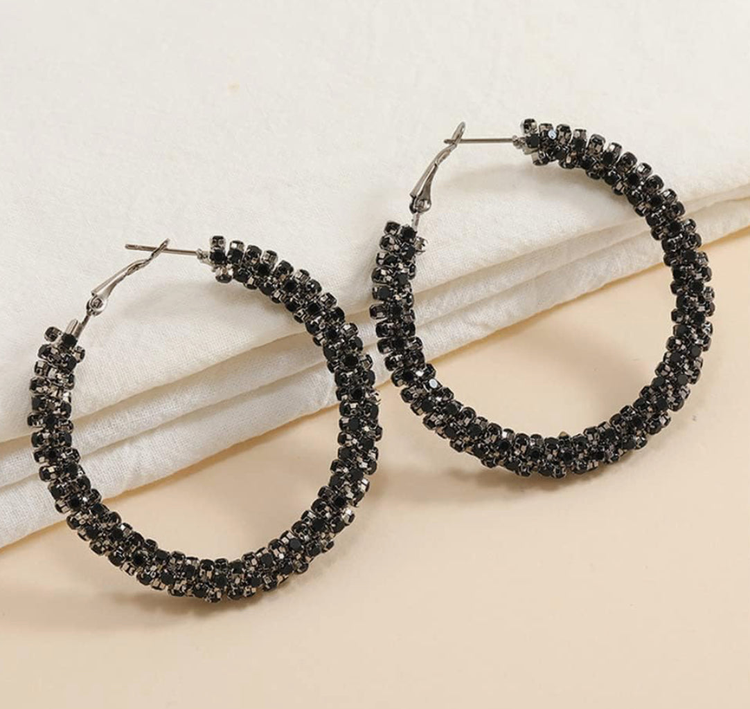 Rhinestone Wrapped Hoop Earrings
