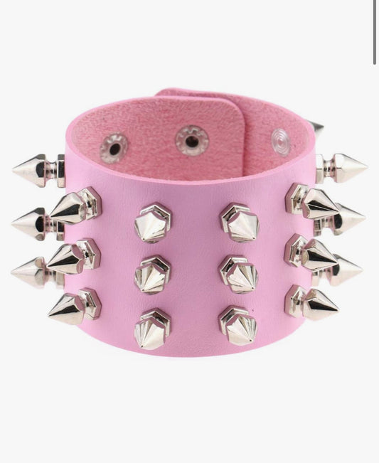 Spike Rivet Metal Studded Leather Cuff Bracelet